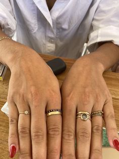 Ring Tour, Mixed Metal Rings, Nail Jewelry, Ring Stack, Gold Ring Stack