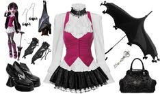 Draculaura outfit Draculaura Clothes Png, Monster High Outfits Draculaura, Black Draculaura Cosplay, Monster High Inspired Outfits Draculaura, Draculaura Closet Cosplay, Draculora Outfit Ideas, Draculaura Style Outfit, Draculara Outfits Monster High, Draculaura Cosplay Outfit