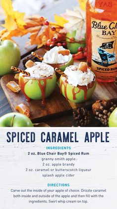 an advertisement for spiced caramel apple