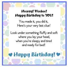 a happy birthday card with the words happy birthday to you