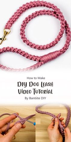 the instructions for how to make a dog leash with braiding and crochet