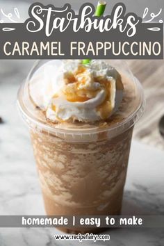 starbucks caramel frappuccino drink with whipped cream on top