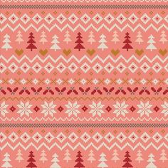 a knitted pattern with christmas trees and hearts on pink background stock photo - budget conscious