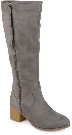 Journee Collection Sanora Women's Boots Suede Knee-high Boots With Zipper Closure, Knee-high Suede Boots With Zipper Closure, Womens Riding Boots, Rubber Boot, Tan Heels, Casual Loafers, Wide Calf, Journee Collection, Mid Calf Boots