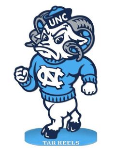 an image of a mascot for the university of north carolina football team in blue and white