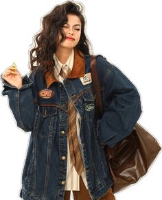 Casual Cotton Outerwear With Patches, Casual Washed Denim Blue Outerwear, Trendy Washed Collared Denim Jacket, 90s Style Blue Denim Jacket For Fall, Trendy Long Sleeve Denim Jacket With Patches, Oversized Long Sleeve Denim Jacket With Patches, Casual Denim Jacket For Fall, Trendy Streetwear Outerwear With Corduroy Collar, Casual Outerwear For Urban Adventures In Fall