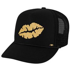 Muwah! I mean, is there anything cuter than a gold, glitter KISS?!?! This is an adult size trucker hat with a gold glitter embellishment. This color of the hat is customizable. Please send me a message when placing your order specifying your hat color selections. Please note, these Gold Casual Trucker Hat One Size, Casual Gold Trucker Hat One Size, Casual Gold Trucker Hat One Size Fits Most, Gold Casual Trucker Hat, Gold Casual Trucker Hat, One Size Fits Most, Gold Snapback Hat One Size, Trendy Gold Baseball Cap With Curved Brim, Casual Adjustable Gold Trucker Hat, Trendy Gold Snapback Hat