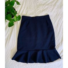 Brand: H&M Listing Details: Navy Blue Pencil Skirt With Ruffled Hem Size 10 In Mint Condition Bundle & Save All Items Will Be Laundered Before Shipping Unless They Are Dry Clean Only Or New With Tags. Recycled Packaging Might Be Used For Packaging. Bin #1 Navy Fitted Bottoms With Lined Skirt, Fitted Navy Bottoms With Lined Skirt, Ruffled Mini Skirt For Workwear, Ruffled Mini Skirt For Work, Navy Fitted Mini Skirt For Spring, Fitted Navy Mini Skirt For Spring, Navy Fitted Knee-length Skirt, Navy Fitted Mini Skirt, Fitted Navy Mini Skirt