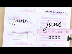 an open planner with the word june written on it