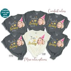 Discover our amazing options for group birthday celebrations! We have personalized shirts with face photos, perfect for standing out at your party. From coordinated shirts for the entire group to custom options with your favorite images, find the perfect shirt for your celebration! About Our Product: ⭐ 1. Comfort Colors 1717 Garment-Dyed Shirt Details: Made with 100% ring-spun U.S. cotton (6.1 oz/yd softened for comfort. Double-needle stitching for durability, seamless sides to maintain shape, p Custom Birthday Shirts For Women, Custom Birthday Shirts With Picture, Cheap Party Shirt With Custom Print, Custom Birthday Shirts Casual, Custom Birthday Shirts, Group Shirts, Face Photo, Birthday Celebrations, Custom Birthday