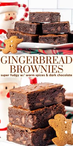 gingerbread brownies are stacked on top of each other