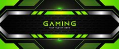 a green and black background with the text gaming