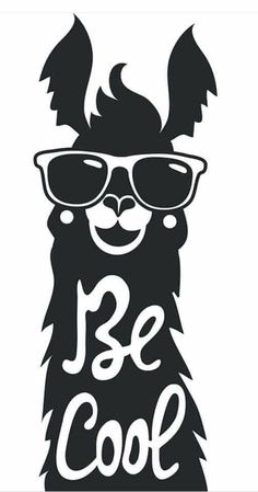 a llama with sunglasses and the words be cool