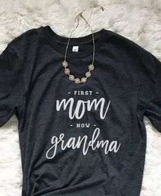 a black shirt that says first mom now custom name