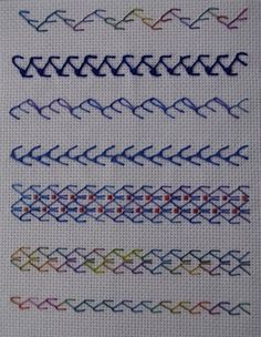 the cross stitch pattern has been made in different colors