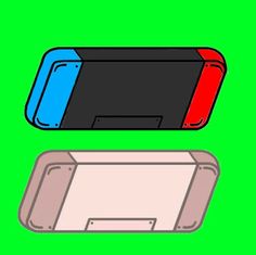 an image of two electronic devices on a green background in the style of pop art