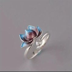 Retro Koi Enamel Colored Ring Simple Gradient Lotus Koi Adjustable Ring For Men Cute Gifts For Women Lotus Flower Ring, Lotus Ring, Summer Rings, Chic Rings, Trendy Ring, Ring Crafts, Charm Rings, Rings Simple, 925 Jewelry