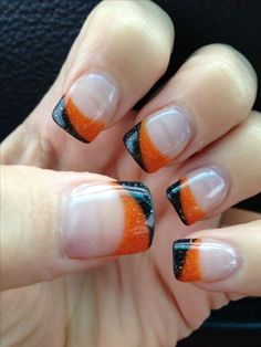 Nail Halloween, Orange Acrylic Nails, Spooky Ideas, Orange Nail Designs