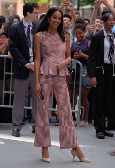 New York Work Outfit, Laura Harrier Style, Jacob Batalon, Outfit Ideas Work, Laura Harrier, Office Attire Women, Brock Collection, Manhattan New York, Career Wear