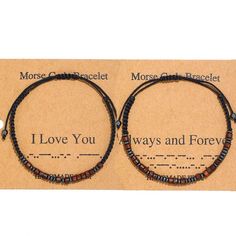 Morse Code Bracelets for Couple, "I LOVE YOU ALWAYS AND FOREVER" Morse – Amlion.Store I Love You Morse Code Bracelet Diy, Couple Bracelets Morse Code, Diy Necklace For Boyfriend, Matching Bracelets For Couples Diy, Promise Bracelets, Boys Bracelet, Appalachian People, Morse Code Bracelets, Diy Couple Bracelets