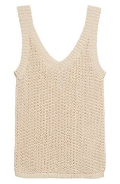 Loosely knit openwork yarns showcase the Italian label's impeccable craftsmanship in a V-neck sweater-tank crafted from an ultrasoft cotton blend. V-neck Ribbed cuffs and hem 76% cotton, 24% polyamide Dry clean Made in Romania Designer Clothing Trendy Knit V-neck Tank Top, Spring Open Knit V-neck Tank Top, Chic V-neck Fine Knit Tank Top, Chic V-neck Pointelle Knit Tank Top, Stretch Knit V-neck Vest Top, Hairstyling Products, Pet Mom, Rollerball Perfume, Makeup Gift