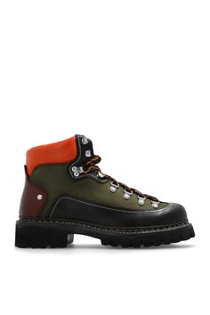 Outer Layer and inner Layer:100% LeatherSole:100% Rubber | Dsquared2 Men's Lace-up Hiking Boots in Green | FW23/24 Leather Low-top Lace-up Boots With Vibram Sole, Casual Leather Lace-up Boots With Contrast Sole, Casual Calf Leather Boots With Round Toe, Ankle-high Lace-up Boots With Leather Sole For Outdoor, Fall Leather Ankle Boots With Branded Insole, Brown Low-top Boots With Vibram Sole, Leather Hiking Sneakers With Contrast Sole, Lace-up Calf Leather Boots With Vibram Sole, Calf Leather Lace-up Boots With Contrast Sole