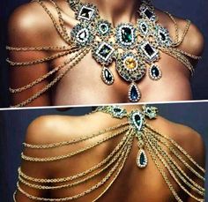 Fabulous body chain action- perfect for Monday wear! Costume Inspirations, Shoulder Jewelry, Shoulder Necklace, Jewelry Lover, Homework, World's Best