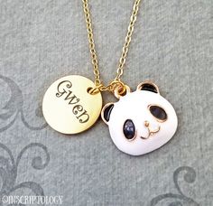 Panda Necklace STAINLESS STEEL Name Necklace Engraved Necklace Personalized Necklace Custom Necklace Panda Bear Charm Pendant Necklace Gift This listing is for a panda necklace personalized with your choice of name. Just send us the name, date, initial, scripture, coordinates, or personalized message of your choosing in a note during checkout. You can also upload a photo in a message to us of a handwritten note to have engraved. You can pay to have multiple sides engraved by using the drop-down Panda Necklace, Charm Pendant Necklace, Engraved Necklace, Necklace Personalized, Custom Necklace, Personalized Necklace, Panda Bear, Necklace Gift, Name Necklace