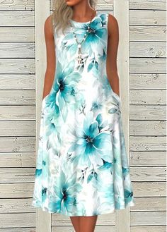 Color:Blue;Size:1X;Size:2X;Size:3X;Package Contents:1 X Dress;Occasion:Other;Style:Casual; Dresses Comfortable, Dresses For Older Women, Summer Casual Dresses, Granny Dress, Shape Dress, Beach Bridesmaid Dresses, Maxi Shift Dress, Sukienki Plus Size, Marine Uniform