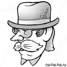 a drawing of a man with a hat and mustache