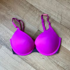 Vs Pink Neon Magenta Push Up Bra, New With Tags Pink Push-up Bra With Built-in Support, Stretch Pink Padded Bra, Pink Padded Underwire Bra, Pink Stretch Bra With Padded Cups, Stretch Pink Bra With Padded Cups, Pink Padded Stretch Bra, Pink Push-up Bra For Beach, Fitted Pink Bra For Loungewear, Pink Push-up Bra