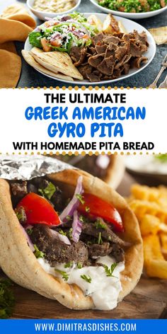 the ultimate greek american gyro pita with homemade pita bread is ready to be eaten