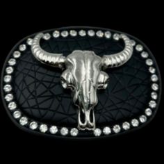 RHINESTONE LONGHORN COWGIRL COOL WESTERN BELT BUCKLES Belt Buckle Size: 2.75"(h) x 3.5"(w) (metric 6.5 x 9 cm) Buckle Fits a belt 1.5" (metric 4 cm) in width. Longhorn Steer, Western Belt Buckles, Western Belt, Cowgirl Western, Western Belts, Cow Girl, Suspender Belt, Belt Buckle, Suspenders