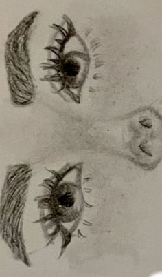 two drawings of women's eyes with long eyelashes