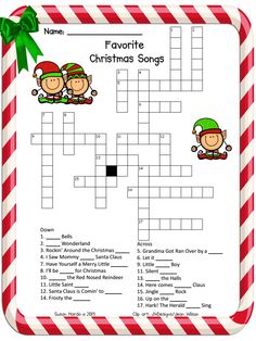 a christmas crossword puzzle game with three kids on the front and one in the middle