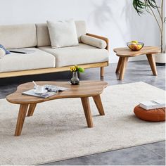 a living room with two couches and a coffee table in front of the couch