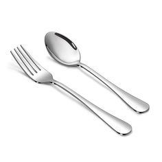 three forks and two spoons on a white surface