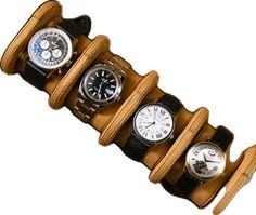 Luxury Automatic Watch Accessories For Travel, Luxury Chronograph Watch Accessories For Travel, Luxury Brown Travel Watch, Luxury Watch Accessories With Leather Strap And Round Case, Luxury Leather Strap Watch With Round Case, Luxury Watch Accessories With Case Included, Luxury Watch Accessories With Subdials For Everyday Use, Luxury Rectangular Watch Storage Accessories, Leather Watch Case