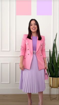 Outfit Colour Combinations, Christian Attire, Fashion Color Combinations, Pastel Pink Outfit, Colour Combinations Fashion, Color Blocking Outfits, Modesty Outfits, Fashionable Dress