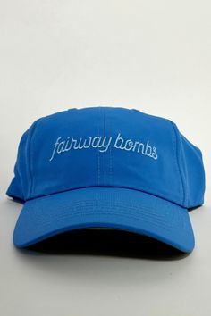 Fairway Bombs True Fit Unisex Hat Color: Azure Blue/Light Blue UPF 50+ protection Performance polyester fabric Adjustable band True Fit Unisex Imperial Headwear Adjustable Blue Hats With Upf 50+, Blue Hats With Upf 50+ And Adjustable Fit, Adjustable Blue Hat With Upf 50+, Blue Sporty Baseball Cap, One Size Fits Most, Blue Breathable Summer Hat, Blue Adjustable Breathable Baseball Cap, Adjustable Blue Breathable Baseball Cap, Sporty Blue Baseball Cap, One Size Fits Most, Adjustable Breathable Blue Baseball Cap