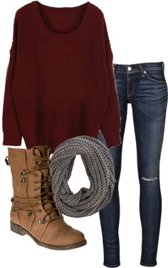 Comfy fall clothes- need to get a pair of boots like these! Comfy Fall Outfits, Looks Jeans, Jamberry Nails, School Looks, Winter Mode, Casual Winter Outfits