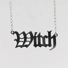 Gothic Witch Nameplate Necklace in Sterling Silver - Old English Blackletter – Nyxturna Gothic Text, Witch Necklace, Nameplate Necklace, Necklace Craft, Jewelry Techniques, Necklace Necklace, How To Make Shorts, Name Plate, Solid 925 Sterling Silver