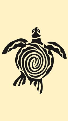 a black and white drawing of a turtle with spirals on it's shell