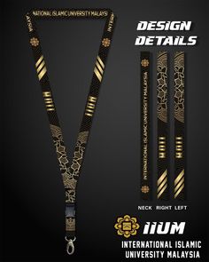 the lanyard is designed to look like it has gold and black designs on it