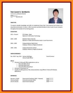 a professional resume with no work experience on the page, and an orange border around it