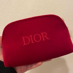 Brand New Red Velvet Makeup Pouch. This Comes From The Dior Beauty Line With Makeup Purchases. Approx 7” L, 5.5” H Red Cosmetic Bag With Zipper, Red Zipper Cosmetic Bag, Elegant Red Travel Pouch, Red Velvet Makeup, Velvet Makeup, Beauty Pouch, Dior Beauty, Velvet Pouch, Makeup Pouch