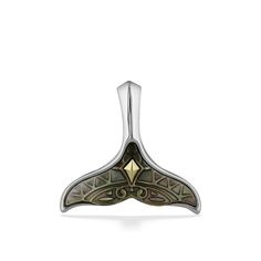 18K Yellow Gold and Sterling Silver carved Black Mother of Pearl Tattoo Whale Tail Pendant. The pendant measures approximately 1 5/16" in length and width. Tattoo Whale, Palm Tree Jewelry, Pearl Tattoo, Hawaiian Heirloom Jewelry, Tahitian Pearls Jewelry, Sea Turtle Jewelry, Pineapple Jewelry, Sea Life Jewelry, Inlay Jewelry