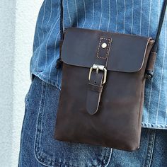 Shoulder bag for men,messenger bags,small messenger bag,Crossbody bags for men,Leather Messenger Bag for Men,leather sling bag for men,Leather Crossbody phone for men, A nice leather gift for him, Anniversary gift... --ABOUT PRODUCT INFORMATION-- L: 15 cm/5.91 inch H: 18 cm/7.09 inch T: 2.5 cm/0.98 inch Weight:0.2 kg/0.44 lb The belt strap can be adjusted 58 cm to 125 cm The dimensions are measured manually, and there may be errors. --ABOUT LEATHER-- The bag  is made of the premium first layer c Casual Travel Bag With Coin Pocket, Casual Shoulder Bag With Coin Pocket For Travel, Travel Shoulder Bag With Coin Pocket, Everyday Carry Crossbody Shoulder Bag, Travel Crossbody Shoulder Bag With Coin Pocket, Leather Mobile Phone Bag, Sling Bag For Men, Pouch Purse, Small Messenger Bag