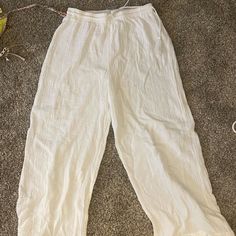 Size Large From Tjmaxx Flowy Cute To Wear Over Bathing Suit Or To The Beach/Pool Never Worn With Price Tag Still On Spring Beach Cotton Capris, Summer White Wide Leg Cotton Pants, Summer White Cotton Wide Leg Pants, Spring Vacation Cotton Capris, Cotton Capris For Vacation In Spring, White Cotton Wide Leg Summer Pants, White Casual Beach Capris, White Casual Capris For Beach, Casual White Capris For Beach