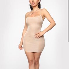 New With Tag Bodycon Mini Dress From Fashion Nova Size Small Nude/Beige Color With Shimmery Glitter Cute Asymmetrical Straps Pink Mesh Dress, Backless Satin Dress, Red Bodycon Mini Dress, Slinky Mini Dress, Sparkle Mini Dress, Studded Dress, Red Bodycon, Light Blue Dresses, Sheer Fashion